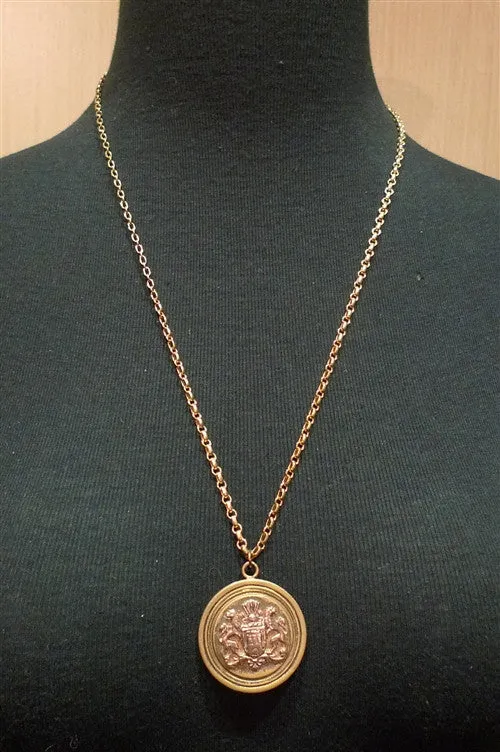 Arianne Jeanot Heraldic Crest Pendant on Chain Necklace
