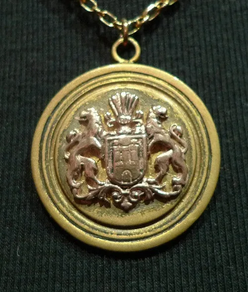 Arianne Jeanot Heraldic Crest Pendant on Chain Necklace