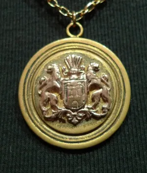 Arianne Jeanot Heraldic Crest Pendant on Chain Necklace