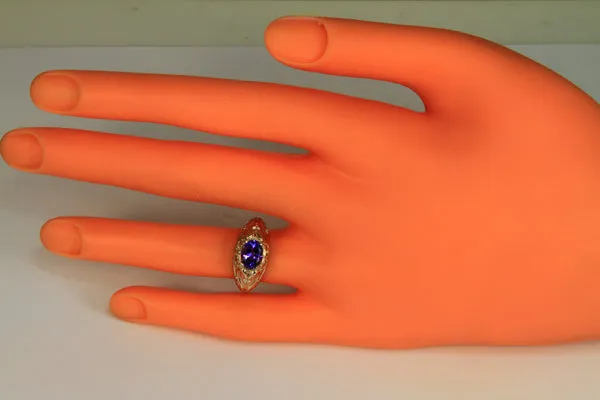Art Nouveau White Gold Tanzanite Ring by Christopher Michael