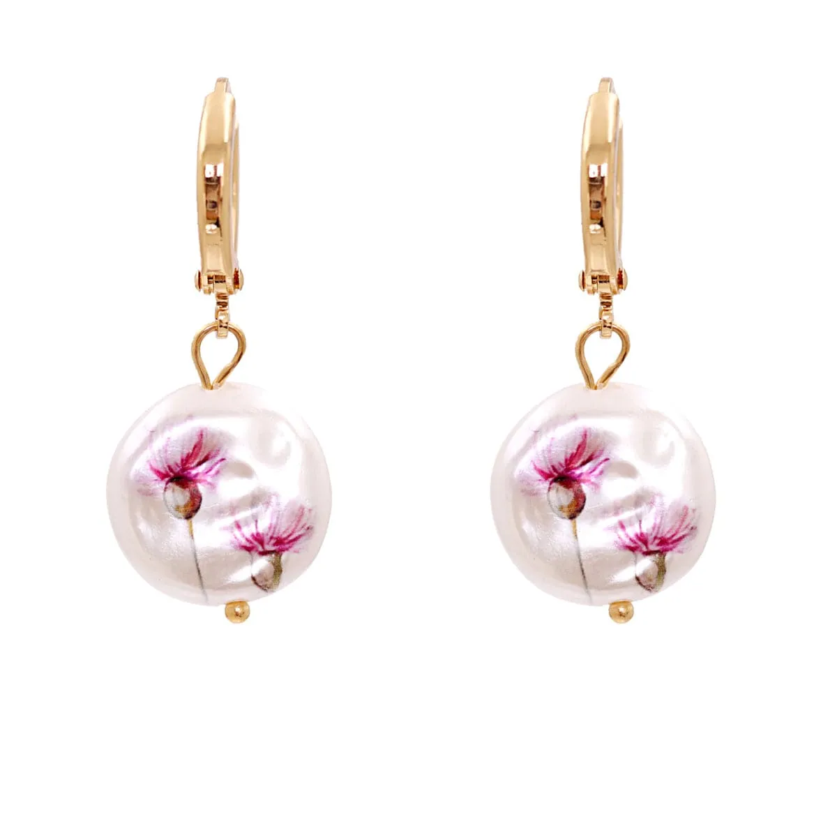Azalea Floral Pearl & 18K Gold-Plated Drop Earrings