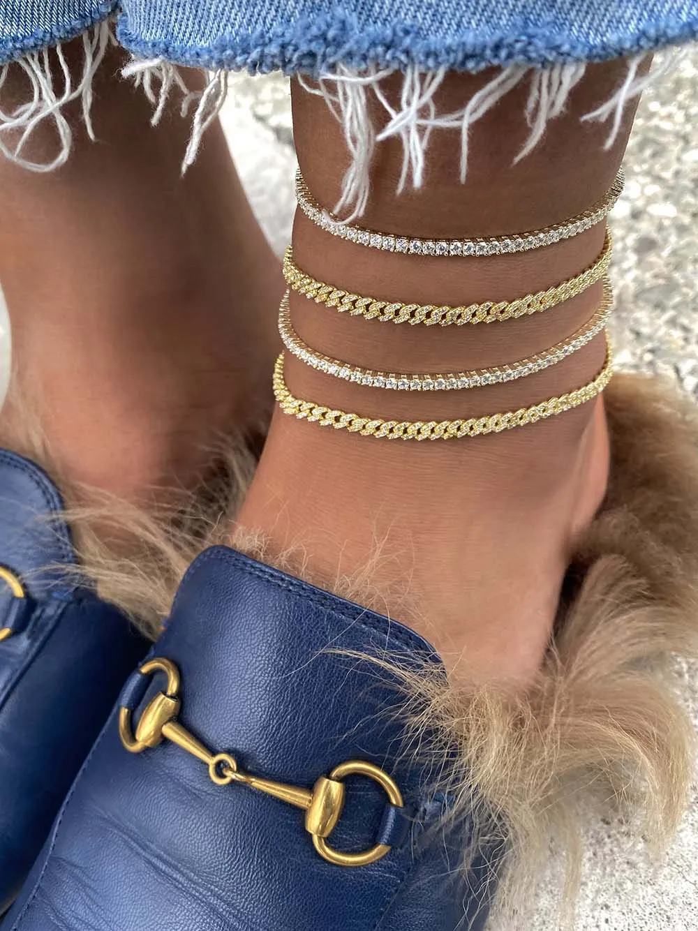 Baby Pavé Cuban Link Anklet