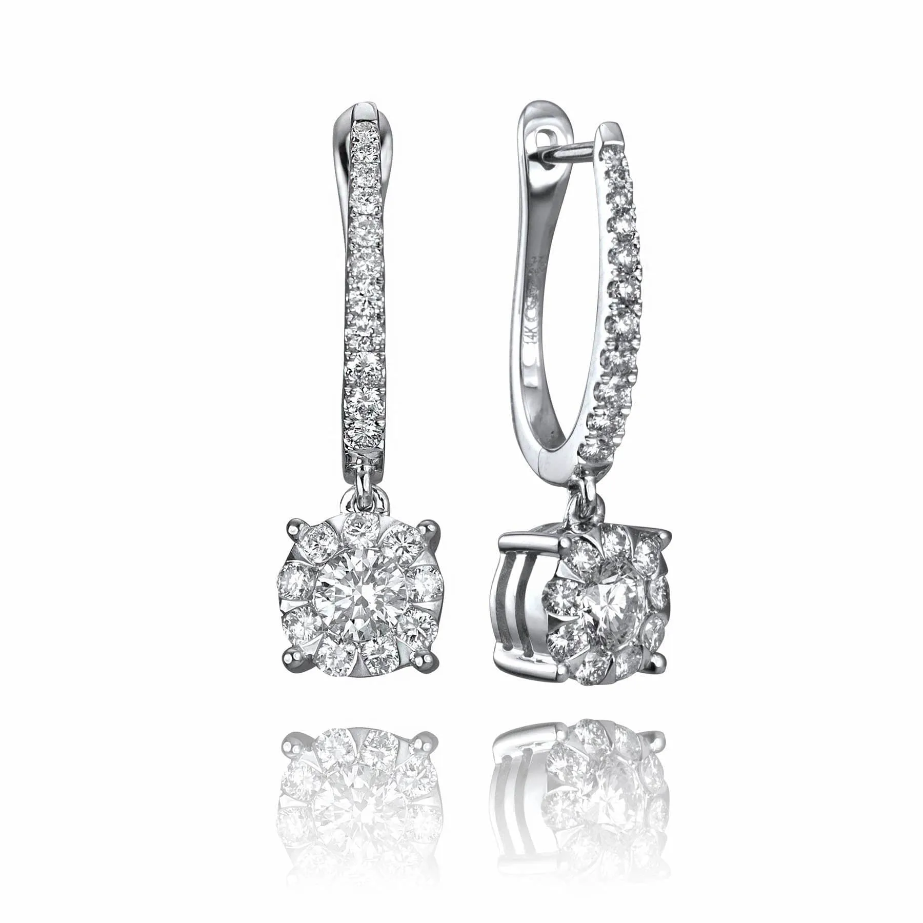 Backes and Strauss White Gold and Diamond Bouquet Drop Earrings, Small