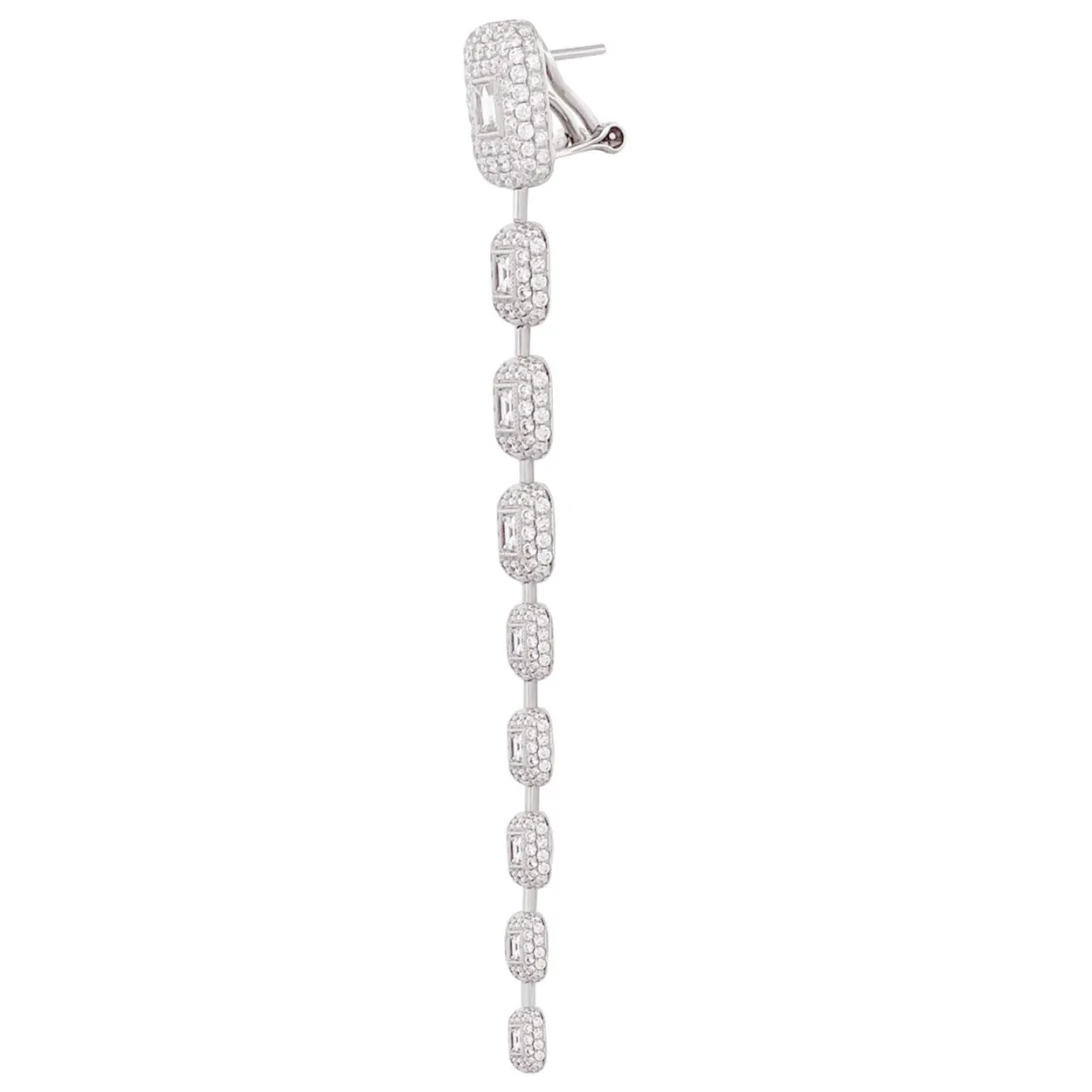 Baguette Diamond Pave Statement Drop Earrings