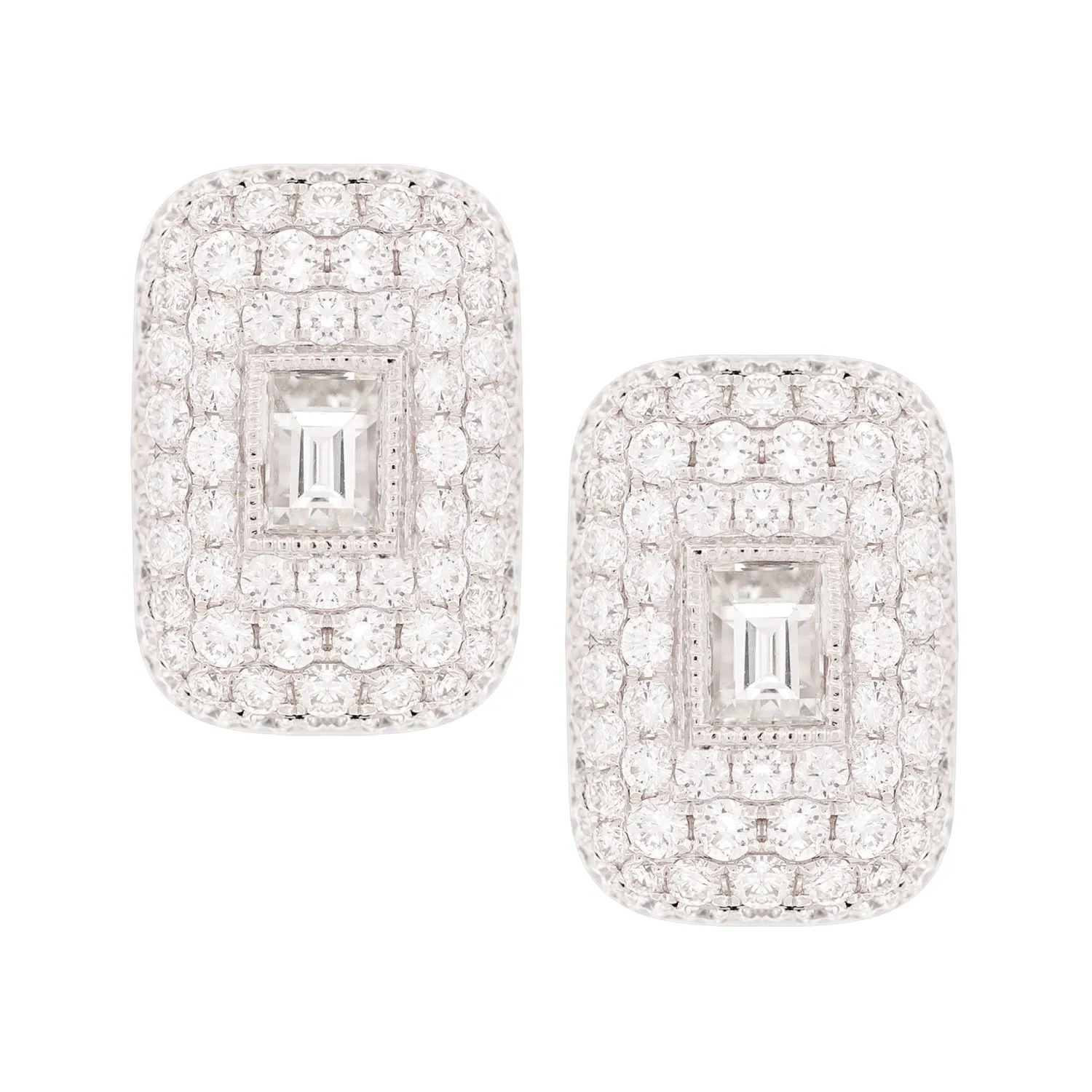 Baguette Diamond Pave Statement Drop Earrings