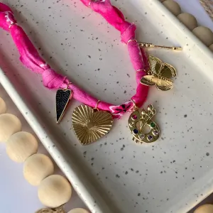 BANDANA CHARM NECKLACE | 5 CHARMS | GOLD FILLED