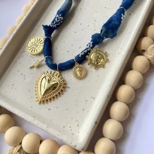 BANDANA CHARM NECKLACE | 5 CHARMS | GOLD FILLED