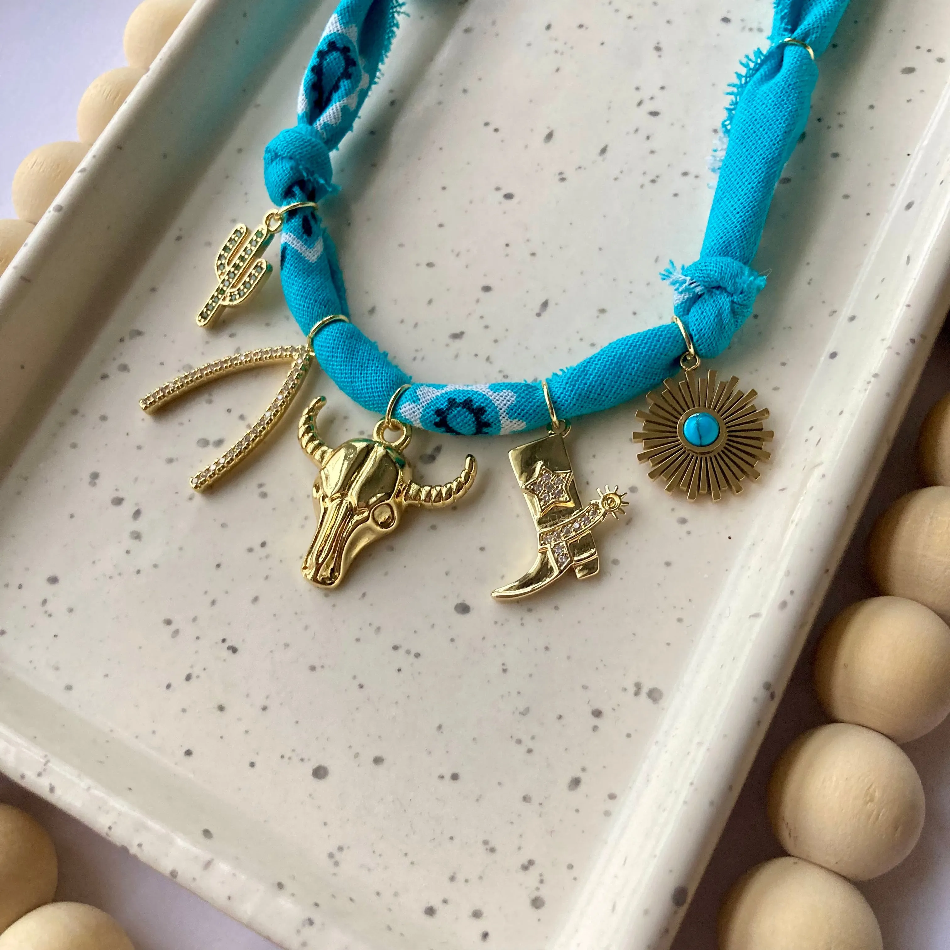 BANDANA CHARM NECKLACE | 5 Charms | GOLD FILLED