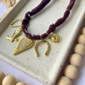 BANDANA CHARM NECKLACE | 5 Charms | Gold Filled