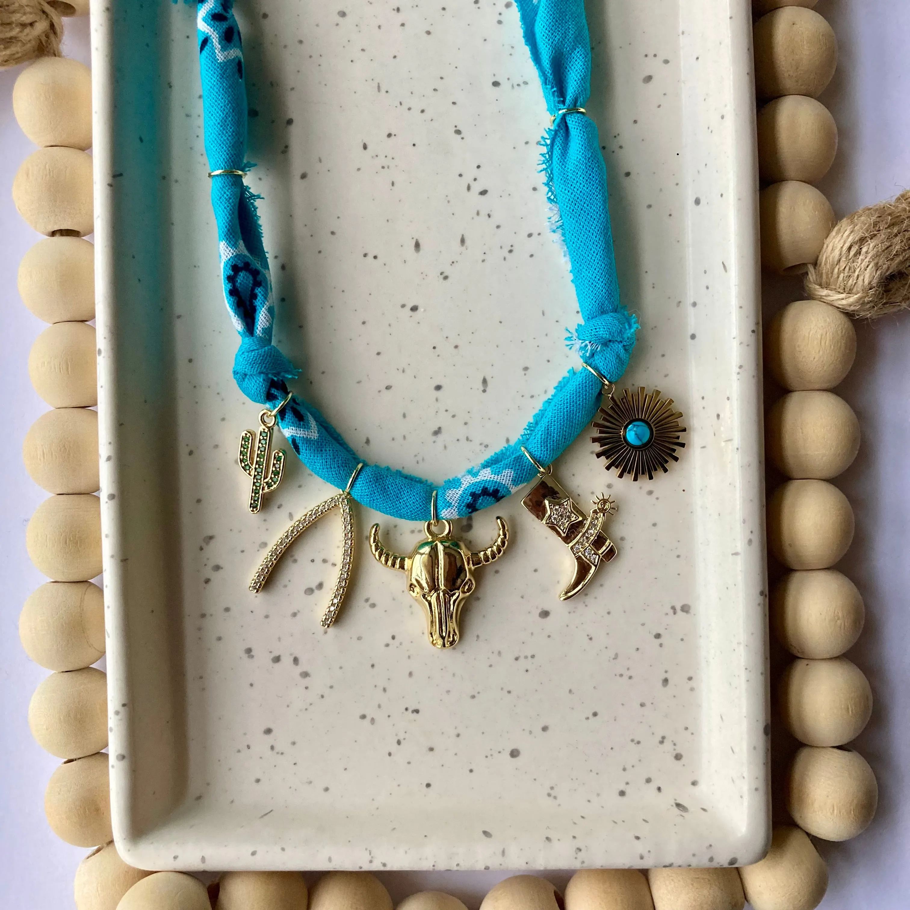 BANDANA CHARM NECKLACE | 5 Charms | GOLD FILLED