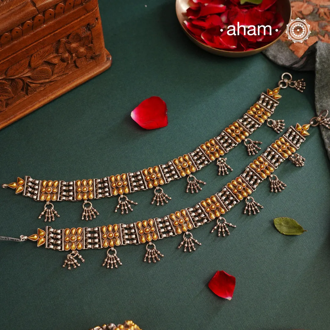 Bandhel Two Tone Silve Anklets
