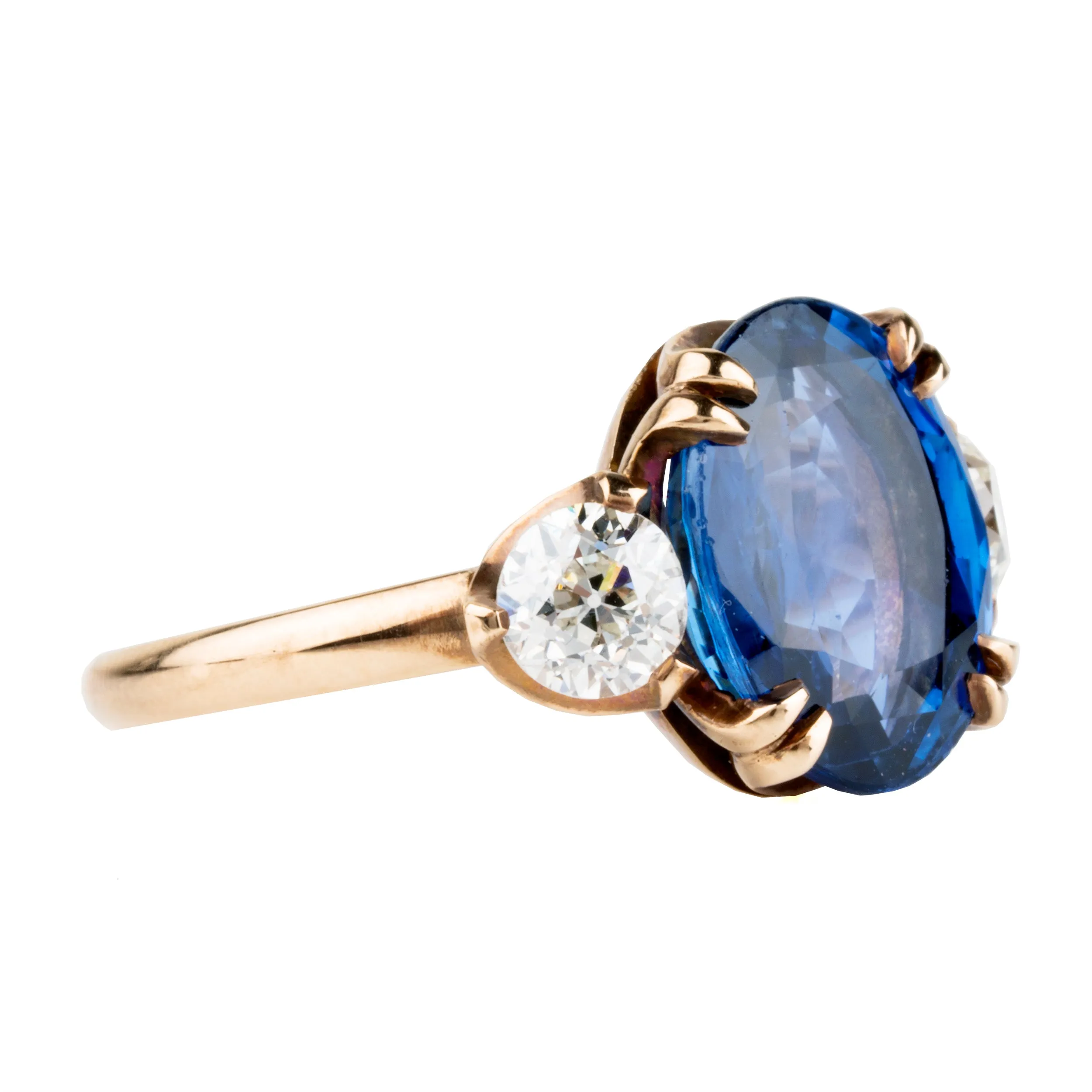 Bell & Bird Sapphire and Old European Cut Diamond Ring