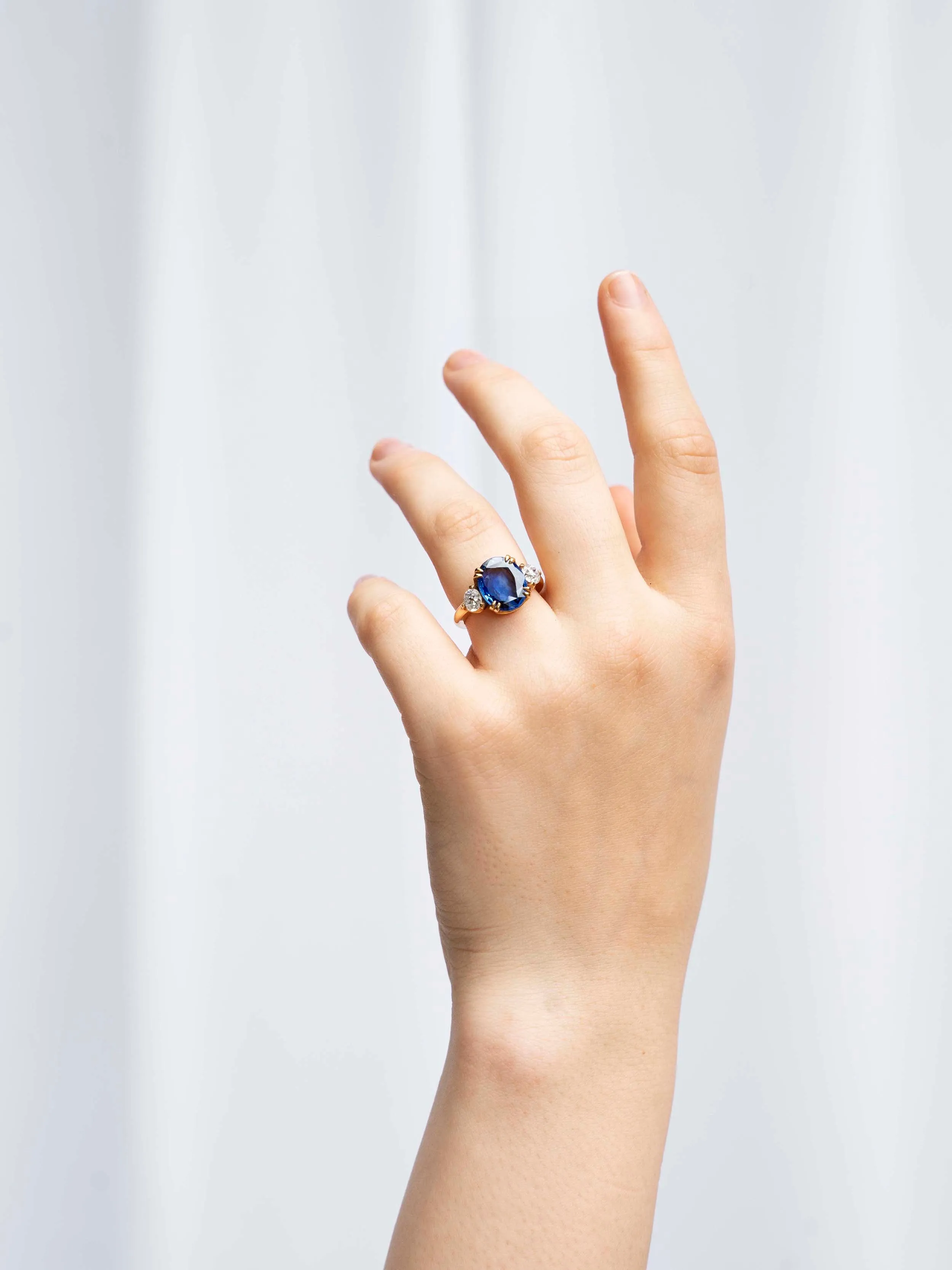 Bell & Bird Sapphire and Old European Cut Diamond Ring