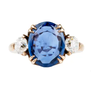 Bell & Bird Sapphire and Old European Cut Diamond Ring