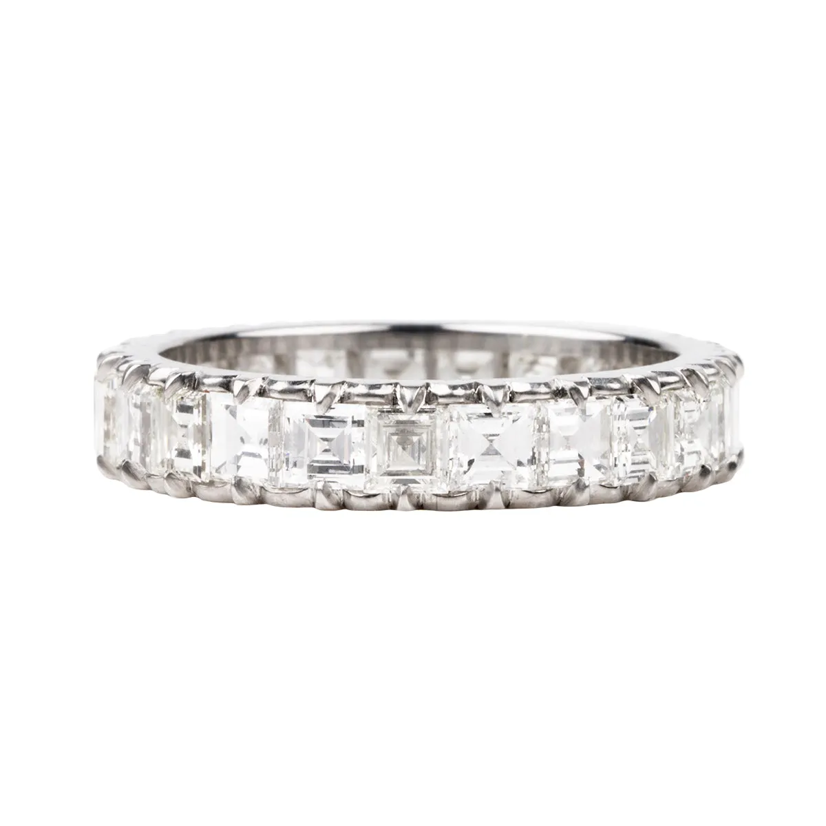 Bell & Bird Scalloped Platinum Carré Cut Diamond Eternity Band