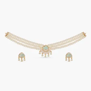 Bella Nakshatra CZ Pearl Choker Set
