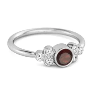 Bezel Set Garnet 925 Sterling Silver Boho Ring