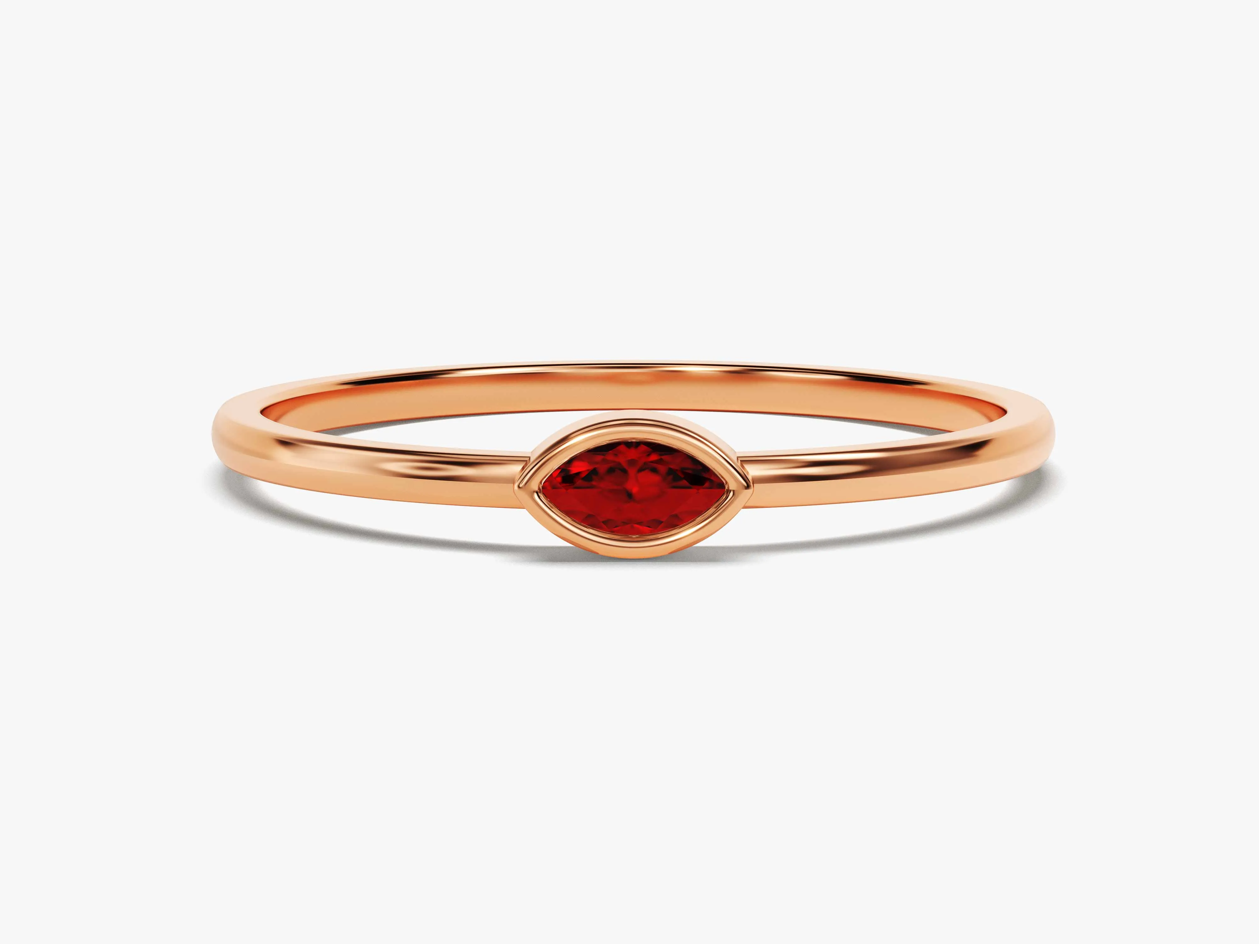 Bezel Set Marquise Birthstone Ring in 14k Solid Gold
