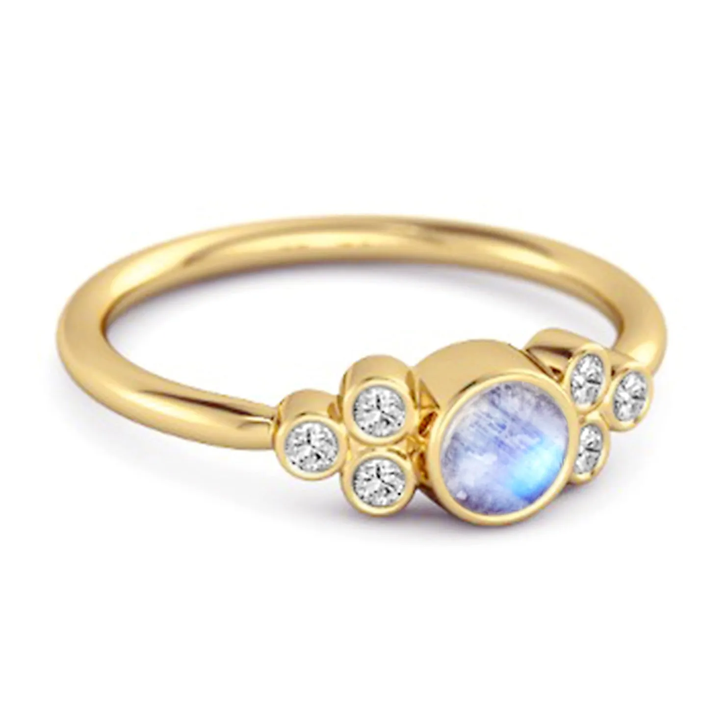 Bezel Set Moonstone 925 Sterling Silver Boho Ring