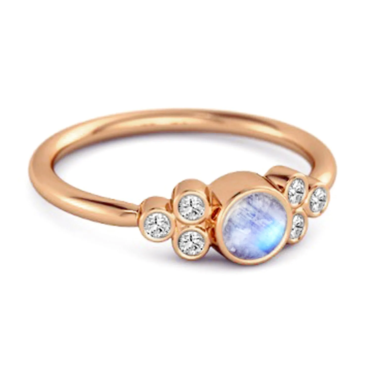 Bezel Set Moonstone 925 Sterling Silver Boho Ring