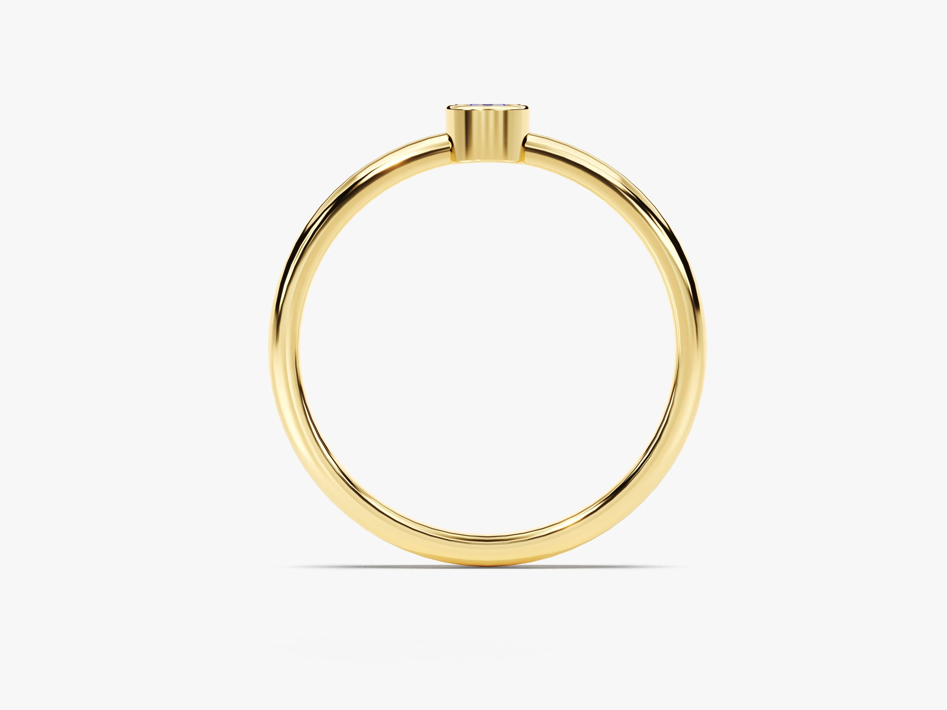 Bezel Set Round Birthstone Ring - Gold Vermeil