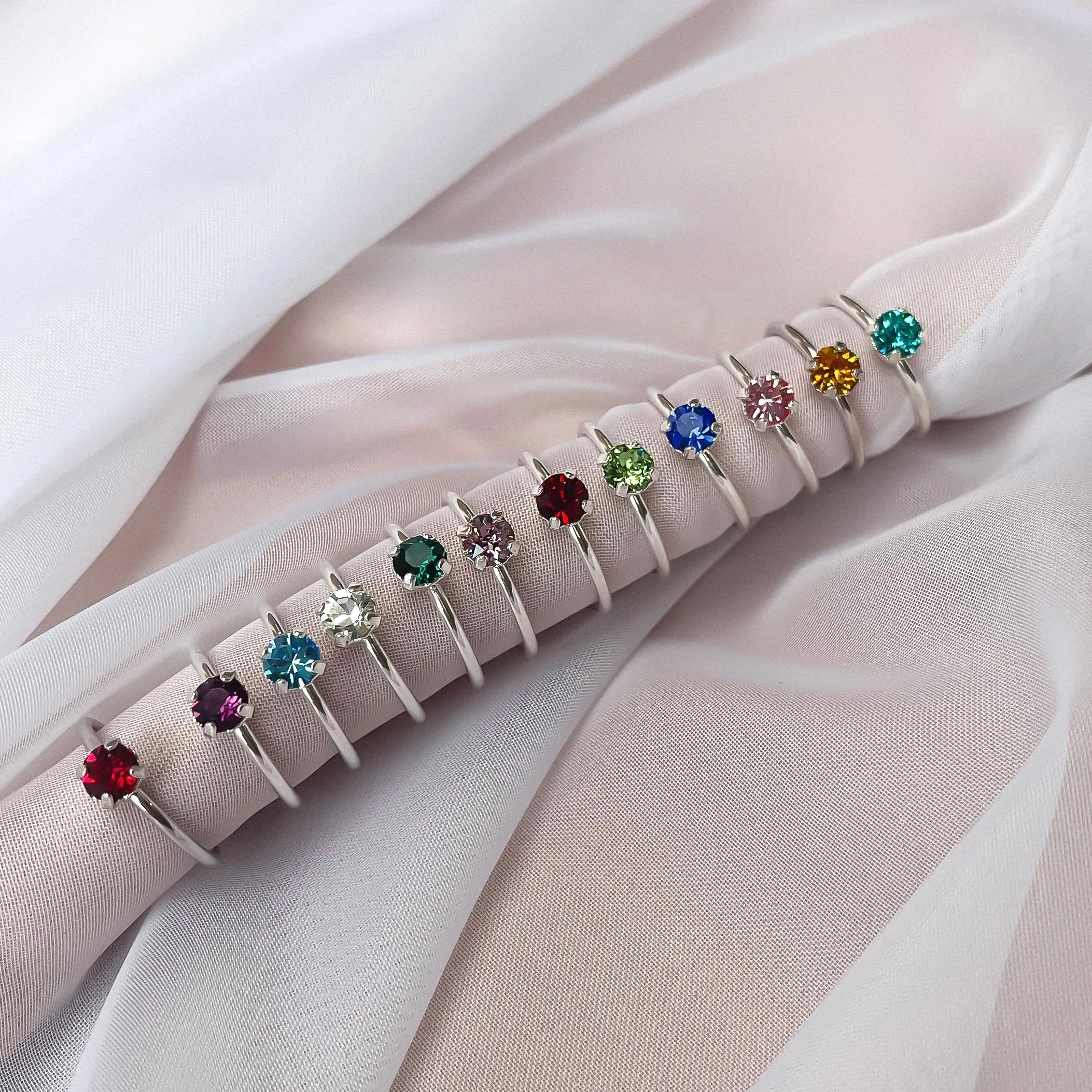 Birthstone Adjustable Stacking Ring