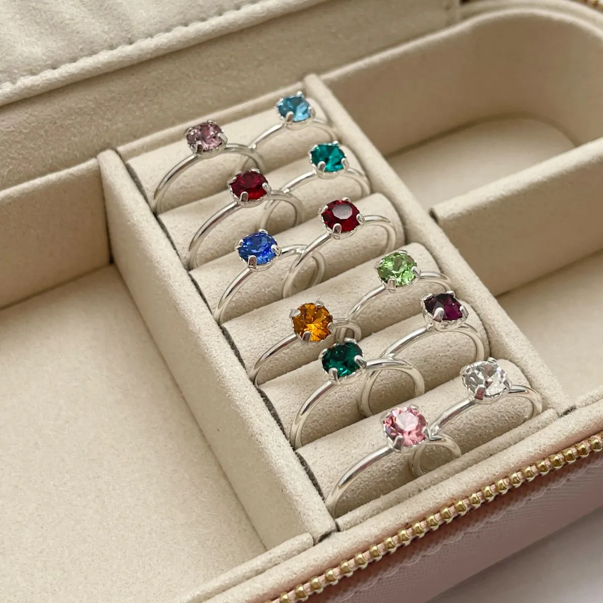 Birthstone Adjustable Stacking Ring