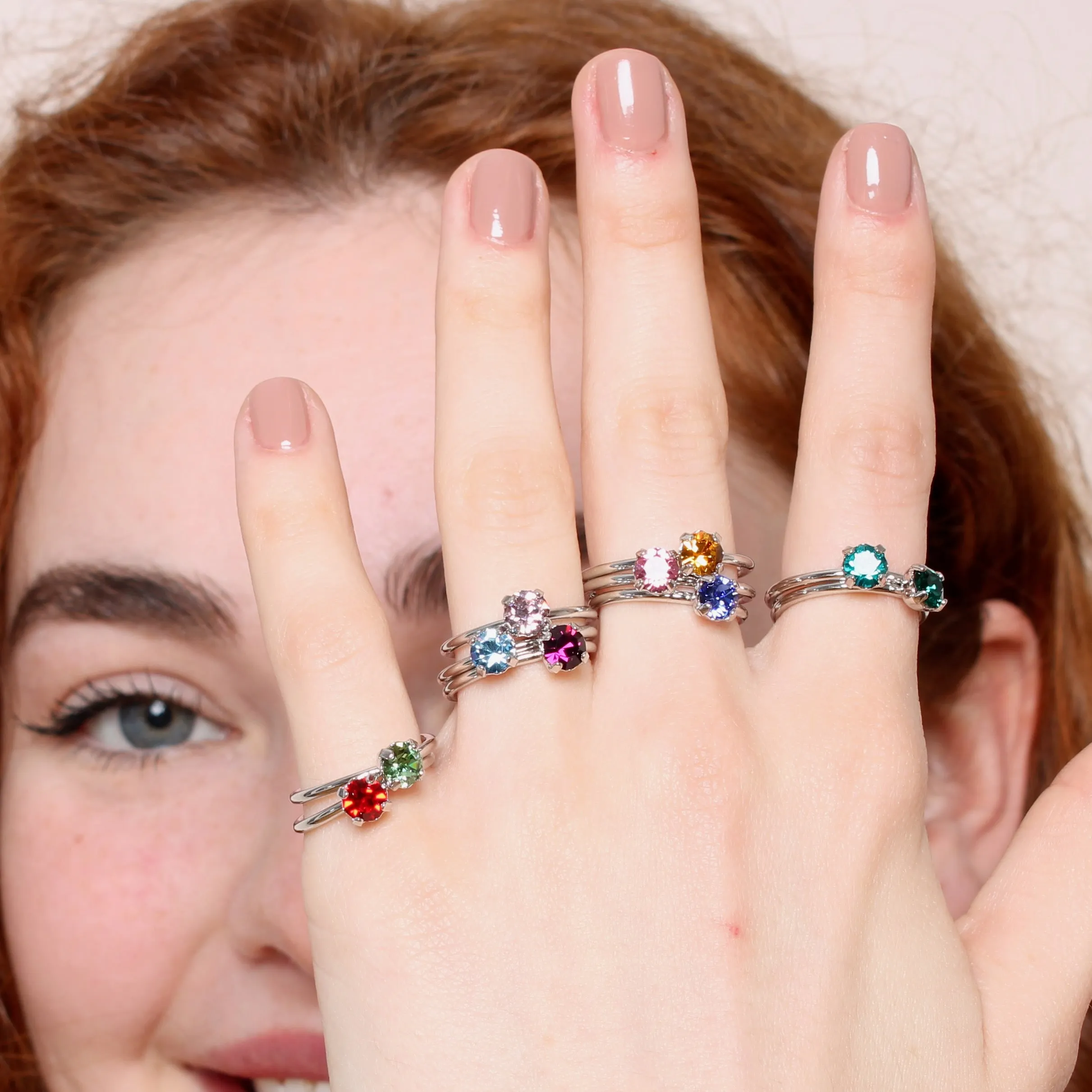 Birthstone Adjustable Stacking Ring