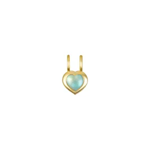 Birthstone Heart Necklace - March Aquamarine
