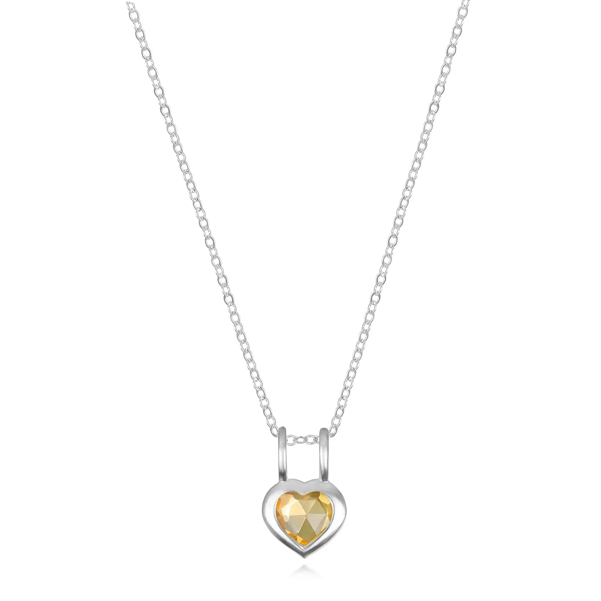 Birthstone Heart Necklace - November Citrine
