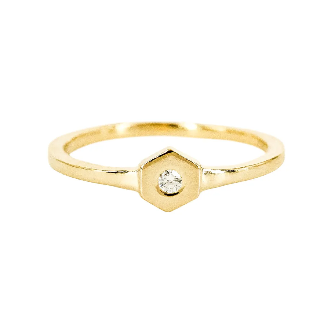 Birthstone Hexagon Ring - April - Diamond