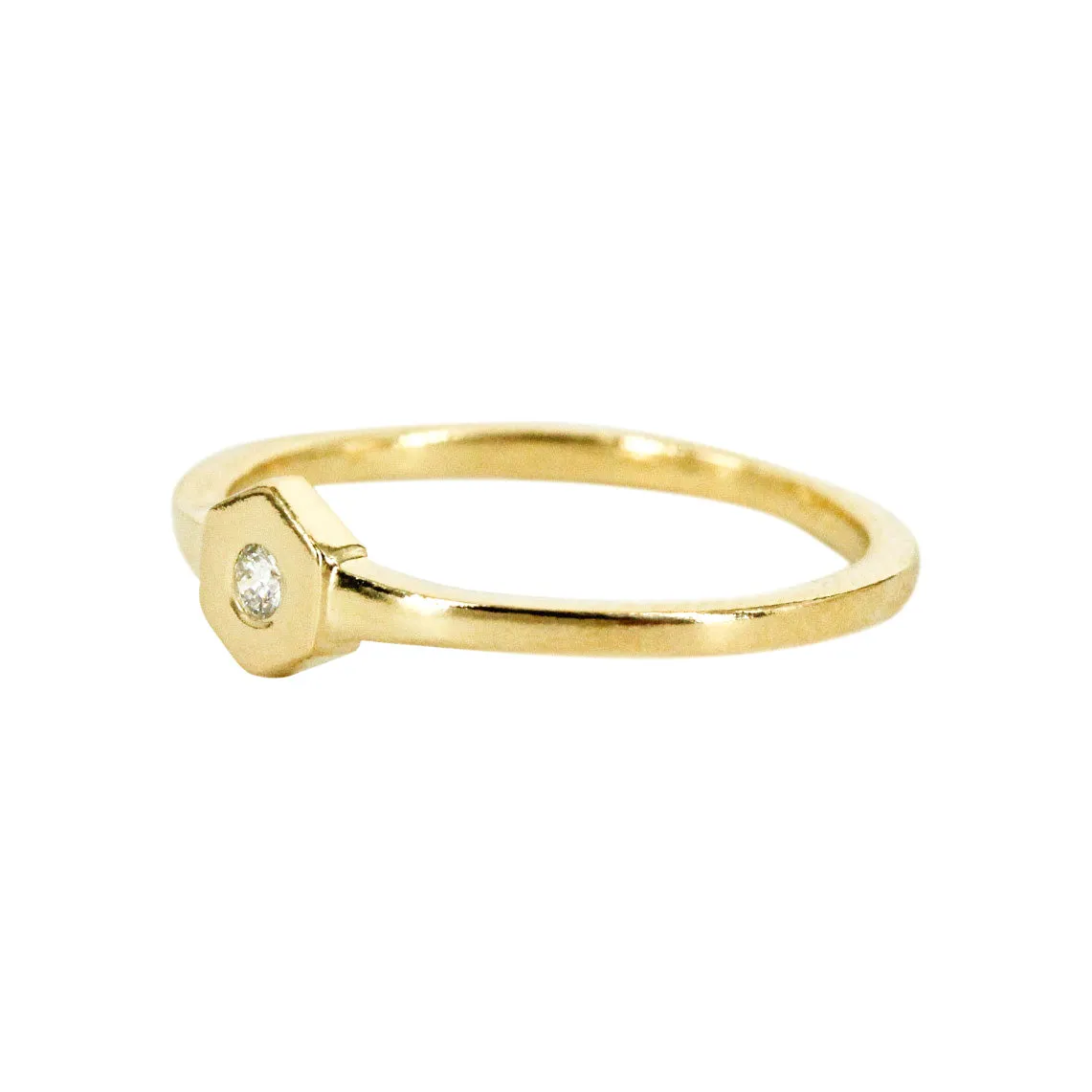 Birthstone Hexagon Ring - April - Diamond