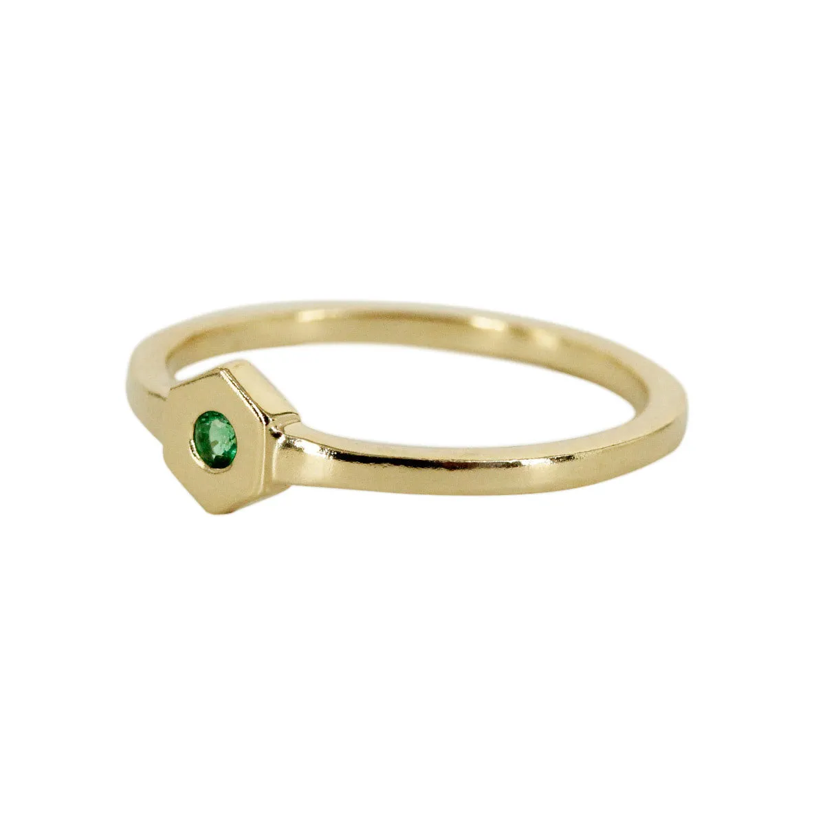 Birthstone Hexagon Ring - Emerald - May