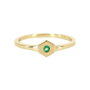 Birthstone Hexagon Ring - Emerald - May
