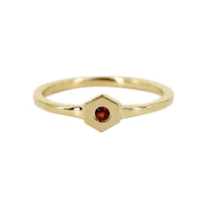 Birthstone Hexagon Ring - January - Garnet