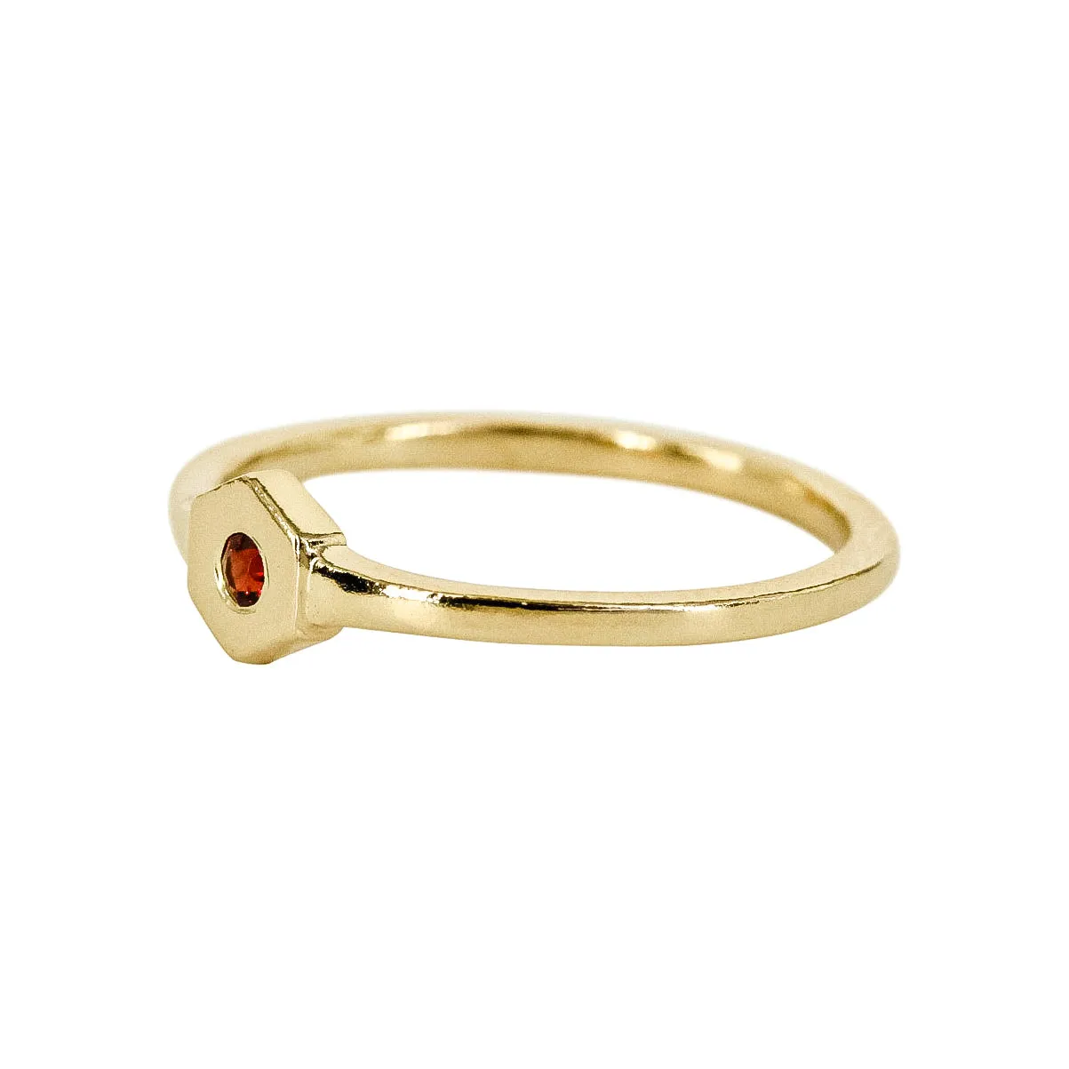 Birthstone Hexagon Ring - January - Garnet