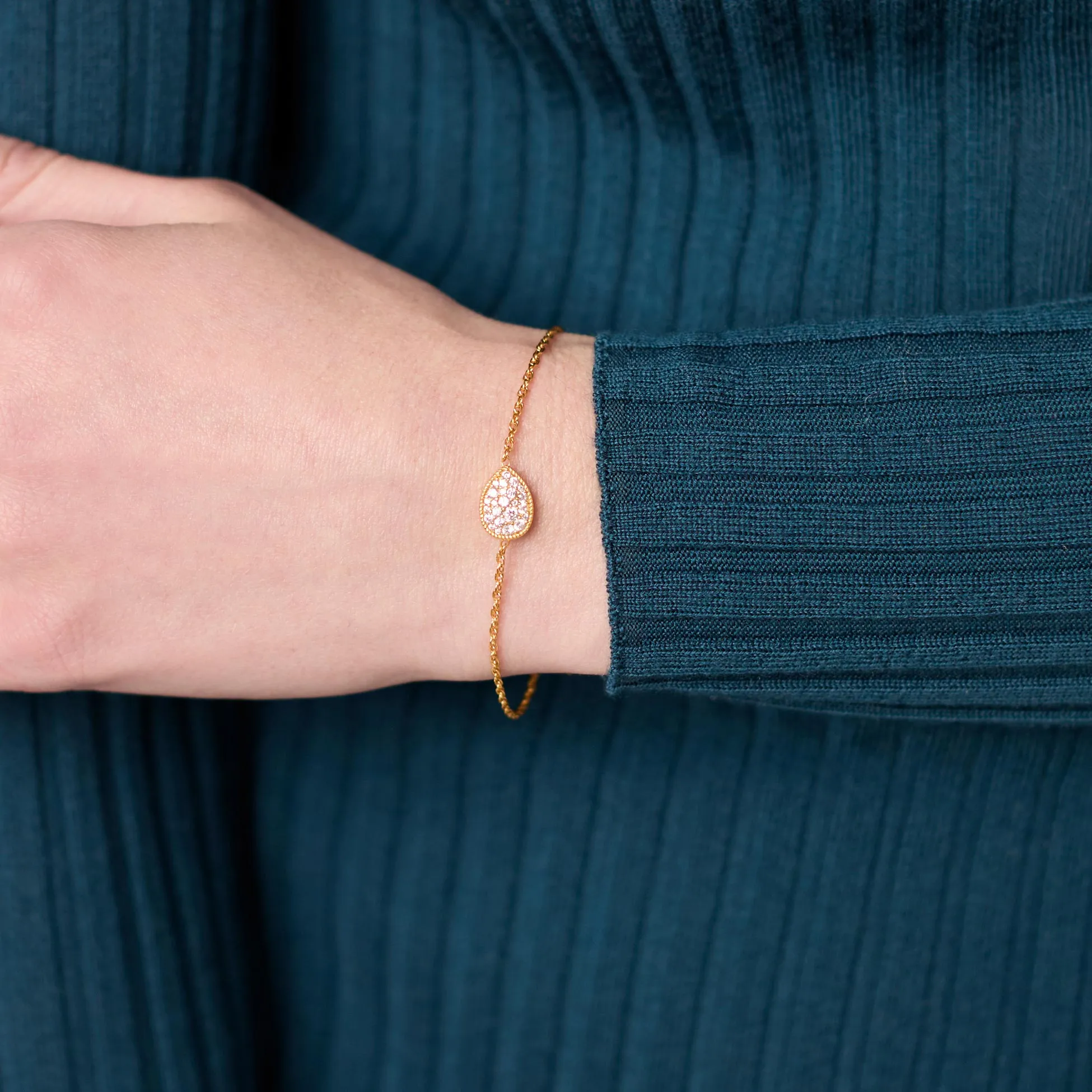 Birthstone Teardrop Delicate Bracelet - Citrine - November
