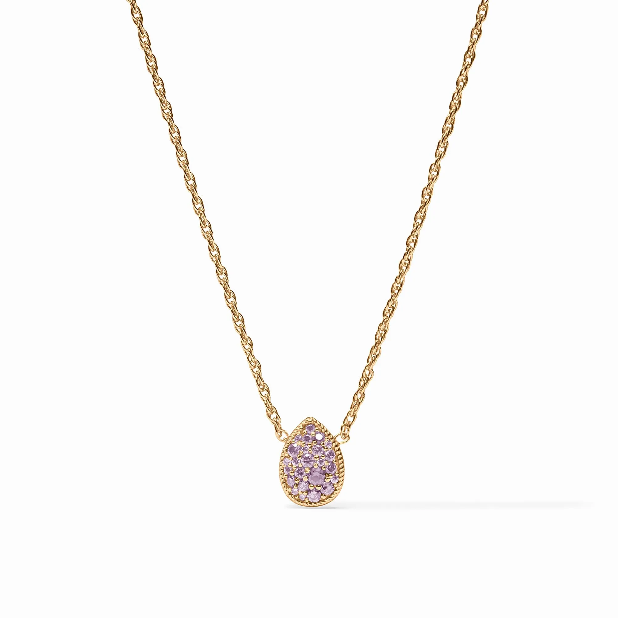Birthstone Teardrop Delicate Necklace - Amethyst - February