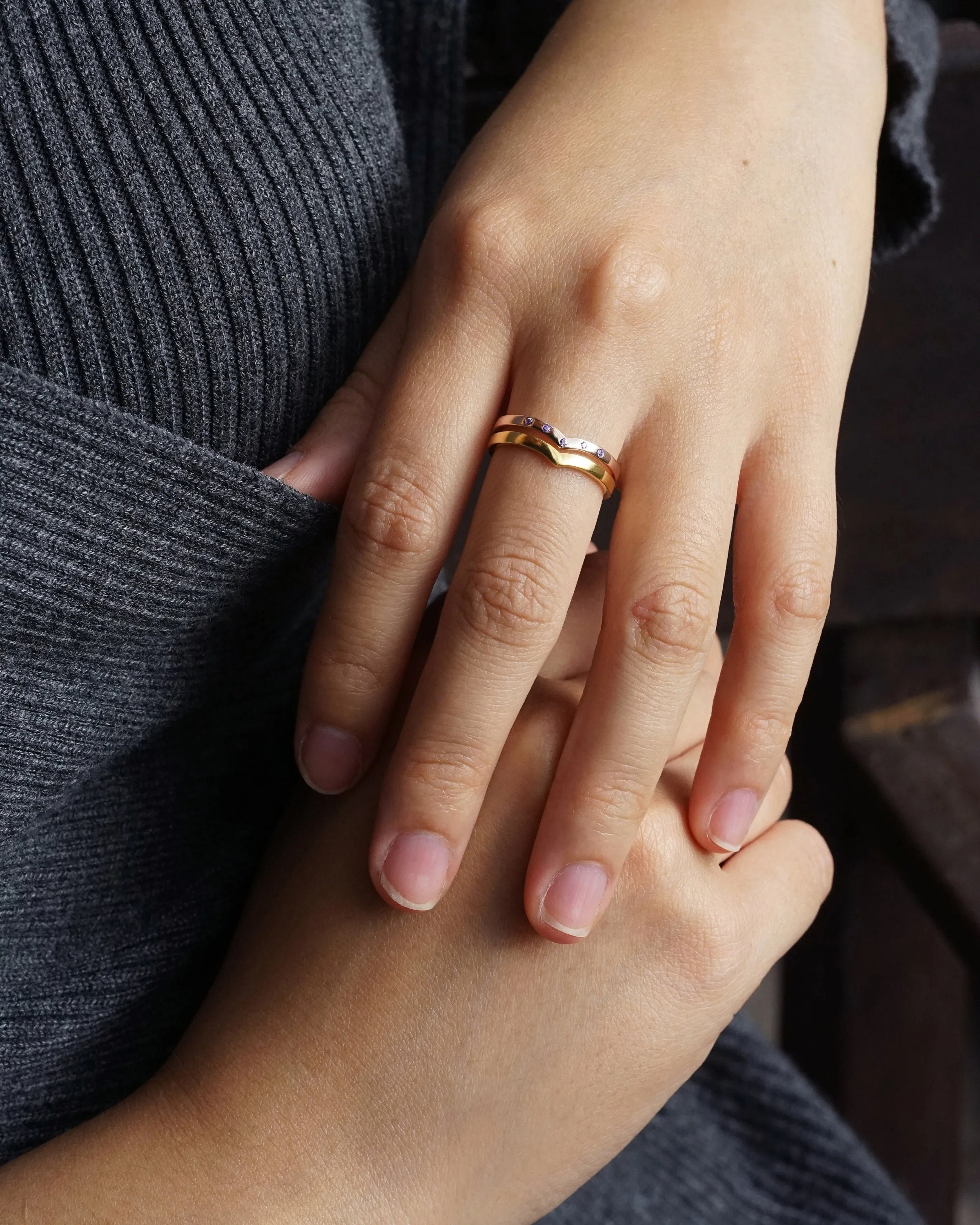 Birthstone Wishbone Ring