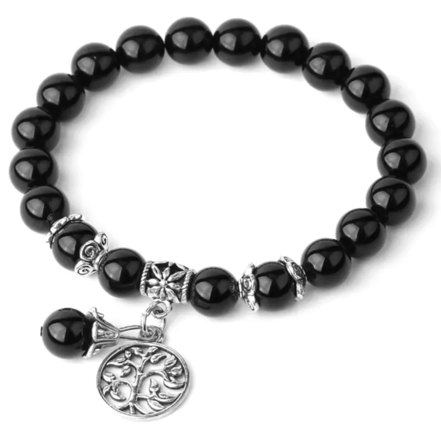 Black Agate Stretch Bracelet