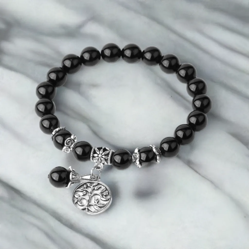 Black Agate Stretch Bracelet