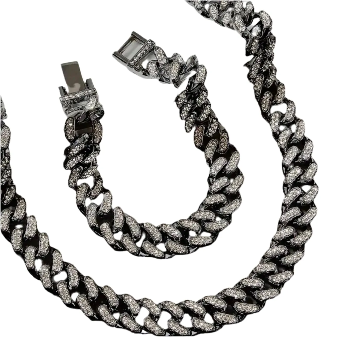 Black Clear Cuban Chain Set 22/8