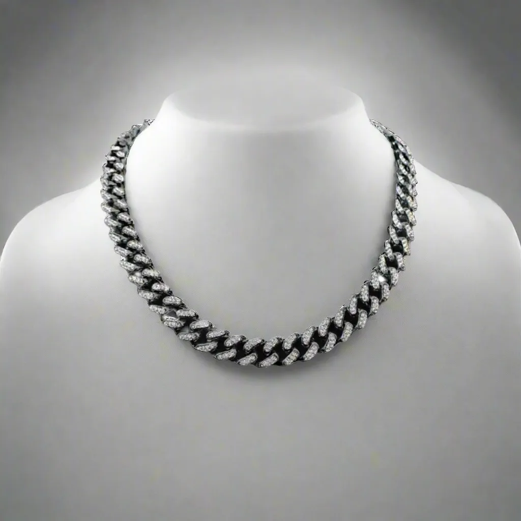 Black Clear Cuban Chain Set 22/8
