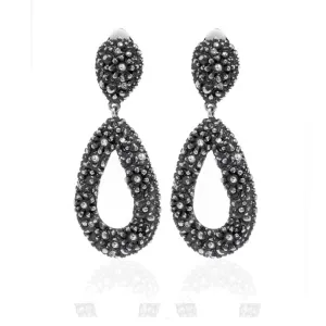Black Diamond Tear Drop Earrings