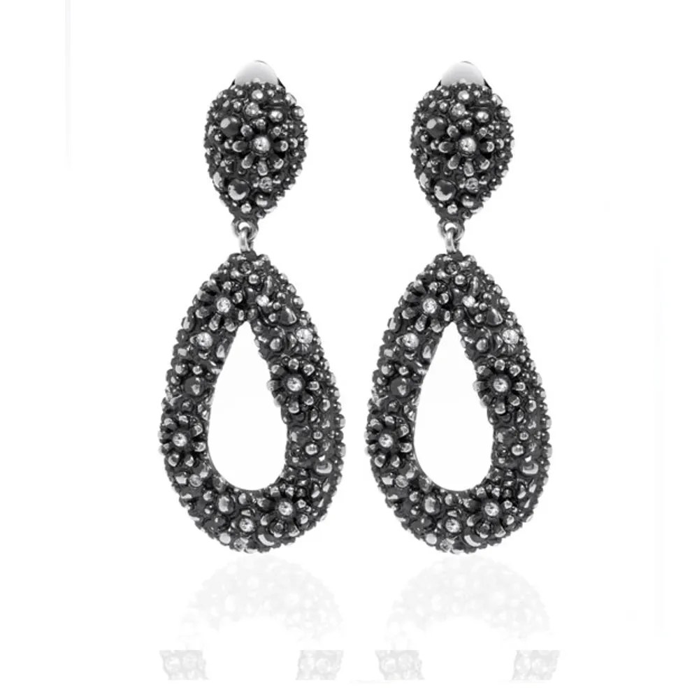 Black Diamond Tear Drop Earrings