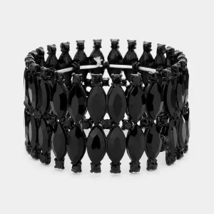 Black Marquise Stone Stretch Pageant Bracelet | 565097