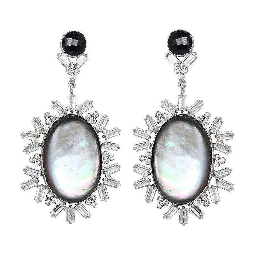 Black Onyx and Mother of Pearl Earrings