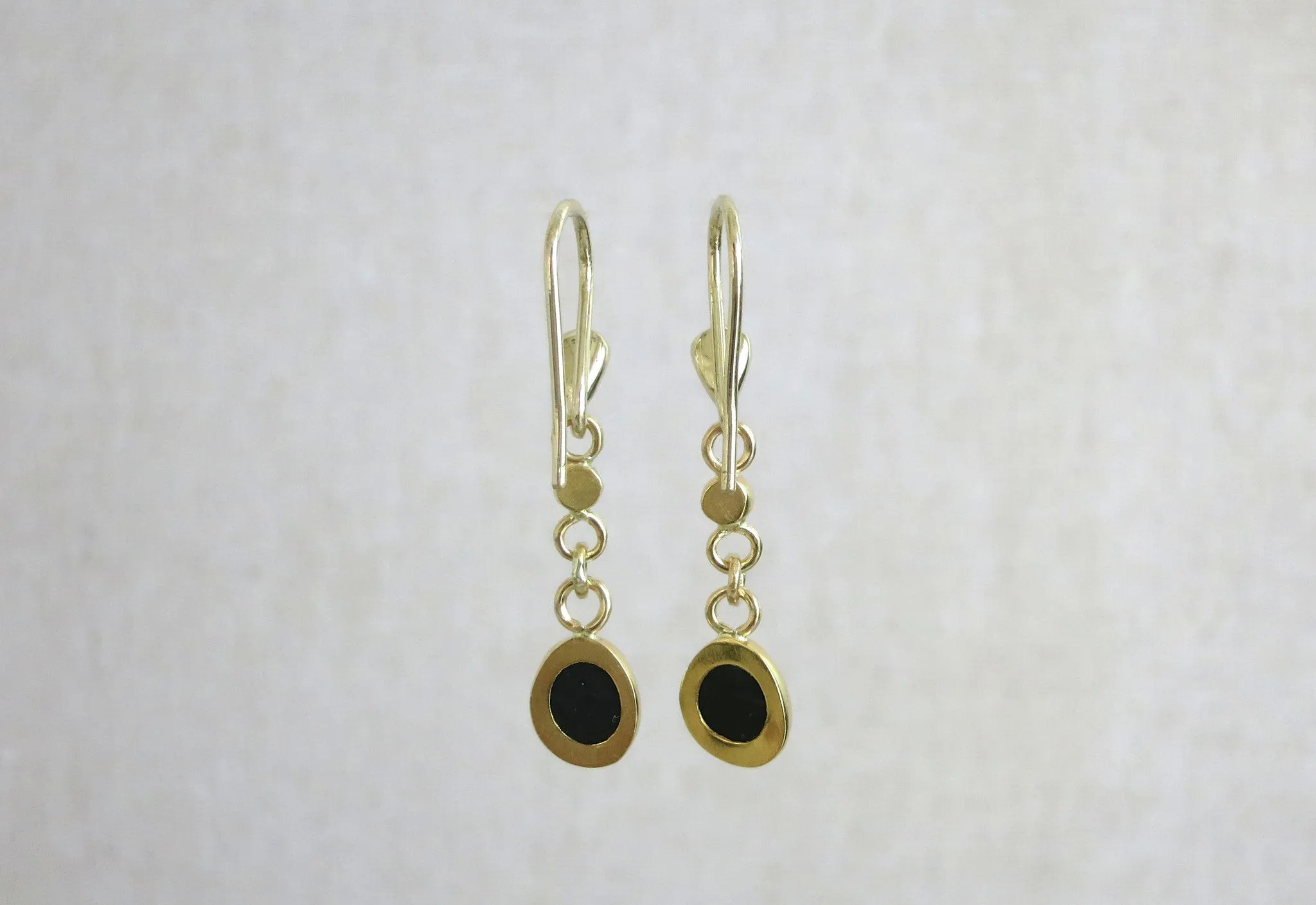 Black Pebble Diamond Drop Earrings