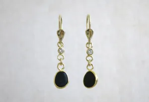 Black Pebble Diamond Drop Earrings