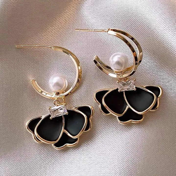 Black Petal Earrings